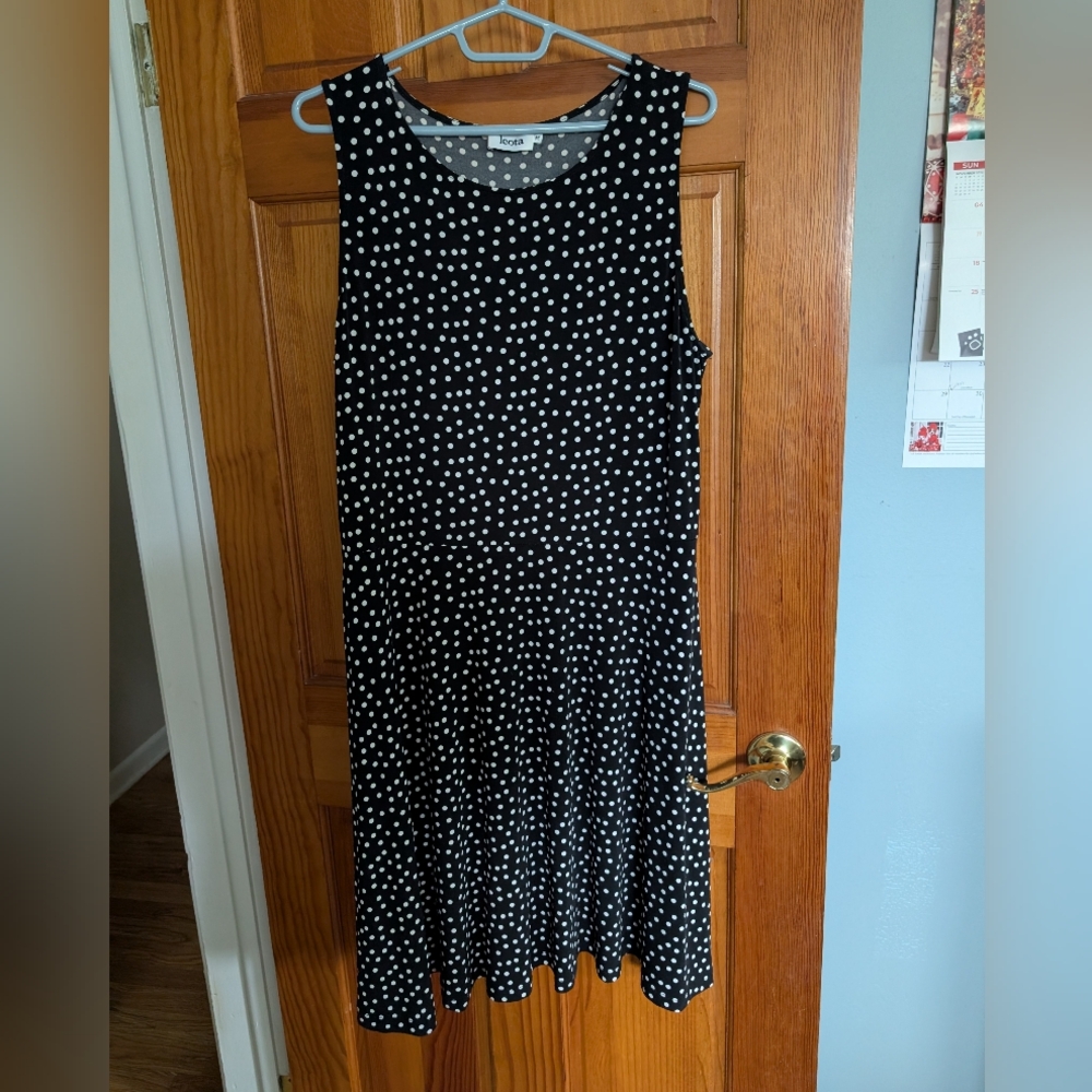 Leota Black and White Polka Dot Midi Dress